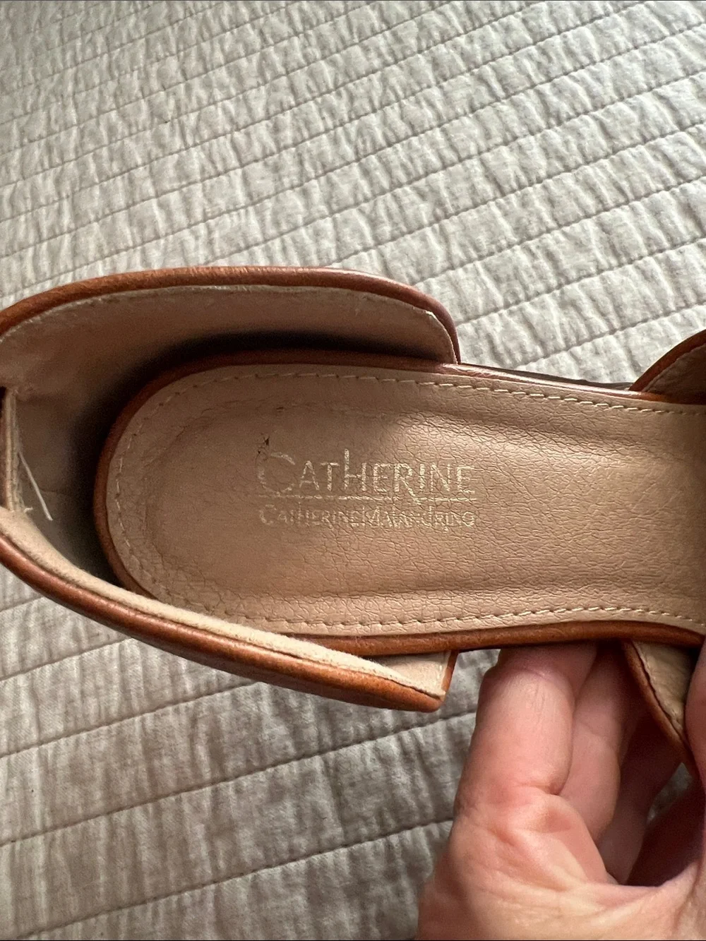 Catherine Malandrino Leather D'Orsay Pointed-Toe Flats in Tan Brown